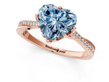 Rose gold Fancy Blue Heart  Solitaire Twist Band with Pavé Diamonds and Four-Prong Setting_54