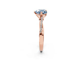 Rose gold Fancy Blue Heart  Solitaire Twist Band with Pavé Diamonds and Four-Prong Setting_55