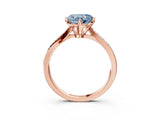 Rose gold Fancy Blue Heart  Solitaire Twist Band with Pavé Diamonds and Four-Prong Setting_56