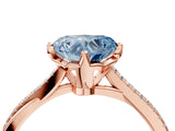 Rose gold Fancy Blue Heart  Solitaire Twist Band with Pavé Diamonds and Four-Prong Setting_57