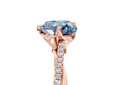 Rose gold Fancy Blue Heart  Solitaire Twist Band with Pavé Diamonds and Four-Prong Setting_58