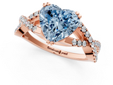 Rose gold Fancy Blue Heart  Solitaire Twist Band with Pavé Setting and Four-Prong Setting_18