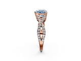 Rose gold Fancy Blue Heart  Solitaire Twist Band with Pavé Setting and Four-Prong Setting_19