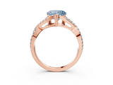 Rose gold Fancy Blue Heart  Solitaire Twist Band with Pavé Setting and Four-Prong Setting_20
