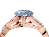 Rose gold Fancy Blue Heart  Solitaire Twist Band with Pavé Setting and Four-Prong Setting_21