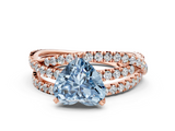Rose gold Fancy Blue Heart  Solitaire Twist Band with Pavé Setting and Four-Prong Setting_81