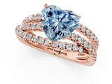 Rose gold Fancy Blue Heart  Solitaire Twist Band with Pavé Setting and Four-Prong Setting_82