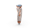 Rose gold Fancy Blue Heart  Solitaire Twist Band with Pavé Setting and Four-Prong Setting_83