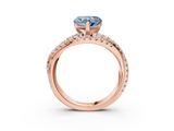 Rose gold Fancy Blue Heart  Solitaire Twist Band with Pavé Setting and Four-Prong Setting_84