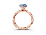 Rose gold Fancy Blue Heart  Solitaire Twist Band with Pave Prong Setting_61