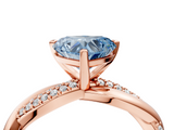 Rose gold Fancy Blue Heart  Solitaire Twist Band with Pave Prong Setting_62