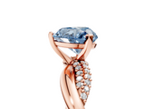 Rose gold Fancy Blue Heart  Solitaire Twist Band with Pave Prong Setting_63