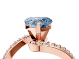 Rose gold Fancy Blue Heart  Solitaire Twist Band with Pave Set Diamonds and Four-Prong Setting_112