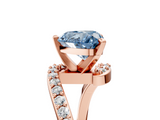 Rose gold Fancy Blue Heart  Solitaire Twist Band with Pave Set Diamonds and Four-Prong Setting_113