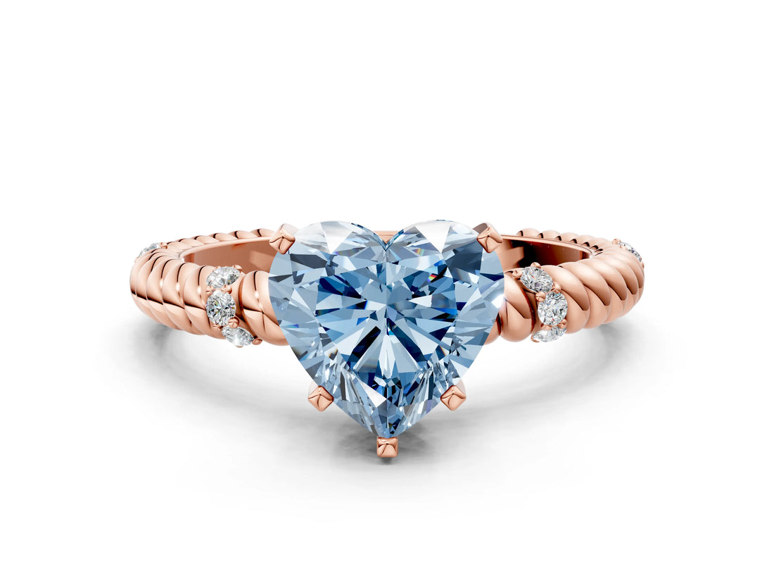 Rose gold Fancy Blue Heart  Solitaire Twisted Band Prong Set Engagement Ring_61