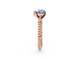 Rose gold Fancy Blue Heart  Solitaire Twisted Band Prong Set Engagement Ring_63