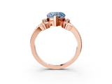 Rose gold Fancy Blue Heart  Solitaire Twisted Band Scroll Prong Ring_6