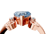 Rose gold Fancy Blue Heart  Solitaire Twisted Band Scroll Prong Ring_7