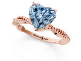 Rose gold Fancy Blue Heart  Solitaire Twisted Band with Bead Prong Setting_297