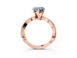 Rose gold Fancy Blue Heart  Solitaire Twisted Band with Bead Prong Setting_299