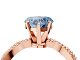 Rose gold Fancy Blue Heart  Solitaire Twisted Band with Bead Prong Setting_300