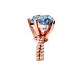 Rose gold Fancy Blue Heart  Solitaire Twisted Band with Bead Prong Setting_301