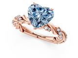 Rose gold Fancy Blue Heart  Solitaire Twisted Band with Pavé Accents and Four-Prong Setting_4