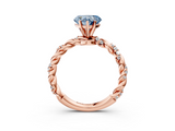 Rose gold Fancy Blue Heart  Solitaire Twisted Band with Pavé Accents and Four-Prong Setting_6