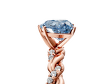 Rose gold Fancy Blue Heart  Solitaire Twisted Band with Pavé Accents and Four-Prong Setting_8