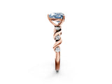 Rose gold Fancy Blue Heart  Solitaire Twisted Band with Prong Setting 2