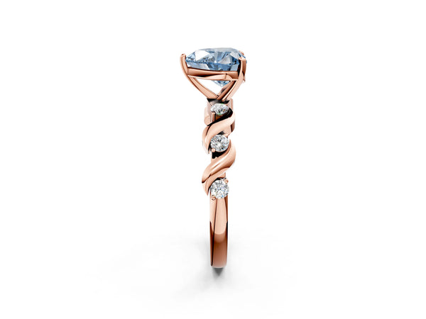 Rose gold Fancy Blue Heart  Solitaire Twisted Band with Prong Setting