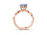 Rose gold Fancy Blue Heart  Solitaire Twisted Band with Prong Setting 3