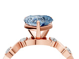 Rose gold Fancy Blue Heart  Solitaire Twisted Band with Prong Setting 4