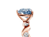 Rose gold Fancy Blue Heart  Solitaire Twisted Band with Prong Setting 5