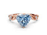Rose gold Fancy Blue Heart  Solitaire Twisted Band with Prong Setting