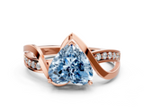 Rose gold Fancy Blue Heart  Solitaire Twisted Band with Prong Setting_3