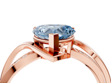 Rose gold Fancy Blue Heart  Solitaire Twisted Band with Prong Setting_7