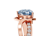 Rose gold Fancy Blue Heart  Solitaire Twisted Band with Prong Setting_8