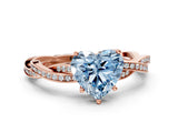 Rose gold Fancy Blue Heart  Solitaire Twisted Pave Diamond Ring with Four-Prong Setting_12