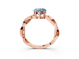 Rose gold Fancy Blue Heart  Solitaire Twisted Pave Diamond Ring with Four-Prong Setting_15