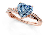 Rose gold Fancy Blue Heart  Solitaire Twisted Pave Diamond Ring with Four-Prong Setting_81