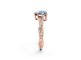 Rose gold Fancy Blue Heart  Solitaire Twisted Pave Diamond Ring with Four-Prong Setting_82