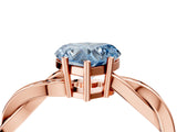 Rose gold Fancy Blue Heart  Solitaire Twisted Pave Diamond Ring with Four-Prong Setting_84