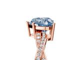 Rose gold Fancy Blue Heart  Solitaire Twisted Pave Diamond Ring with Four-Prong Setting_85