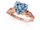 Rose gold Fancy Blue Heart  Solitaire Vine Band with Milgrain Prong Setting_4
