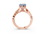 Rose gold Fancy Blue Heart  Solitaire Vine Band with Milgrain Prong Setting_6