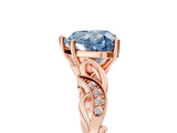 Rose gold Fancy Blue Heart  Solitaire Vine Band with Milgrain Prong Setting_8