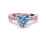 Rose gold Fancy Blue Heart  Solitaire with Pavé Band and Four-Prong Setting_287