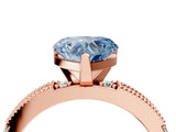 Rose gold Fancy Blue Heart  Solitaire with Pavé Band and Four-Prong Setting_291