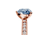Rose gold Fancy Blue Heart  Solitaire with Pavé Band and Four-Prong Setting_292